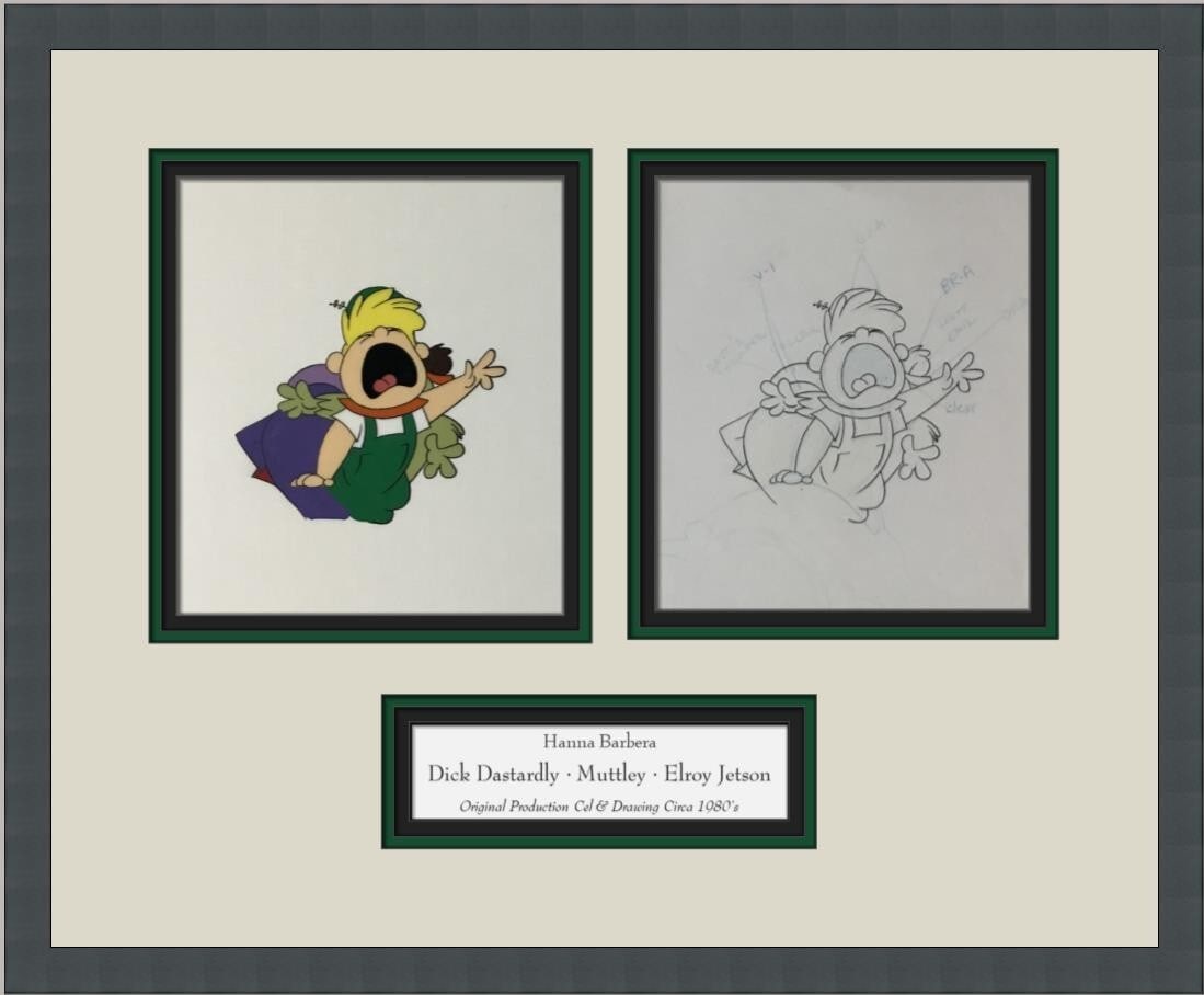 Hanna-Barbera Dick Dastardly Muttley Elroy Hand-Painted Production Cel Framed 14x19 (1 of 5)