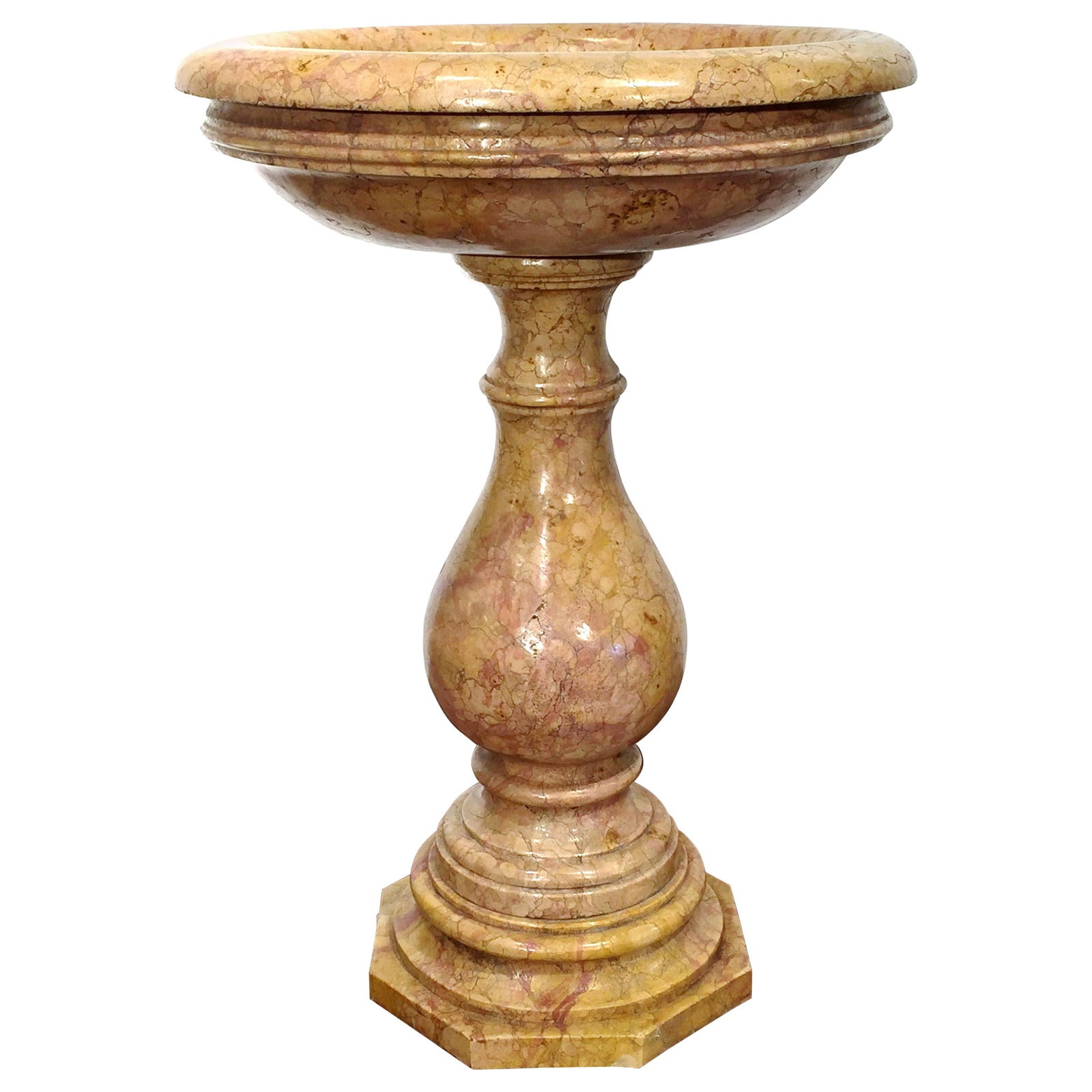 Italian Early 20th Century Hand-Carved Marble Pedestal Stand with Swivel Bowl (1 of 7)