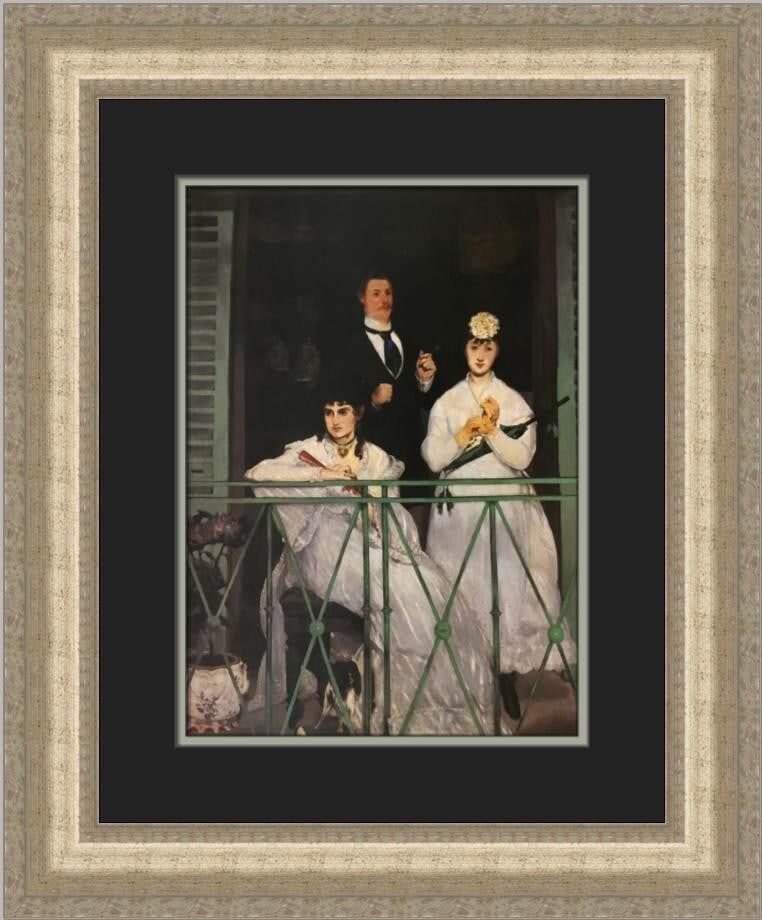 Edouard Manet The Balcony Custom Framed Art Print 21 x 18: Edouard Manet The Balcony Custom Framed Art Print 21 x 18 This exquisite custom framed print features Edouard Manet's renowned artwork, "The Balcony," showcasing a fusion of Expressionism, Impressioni