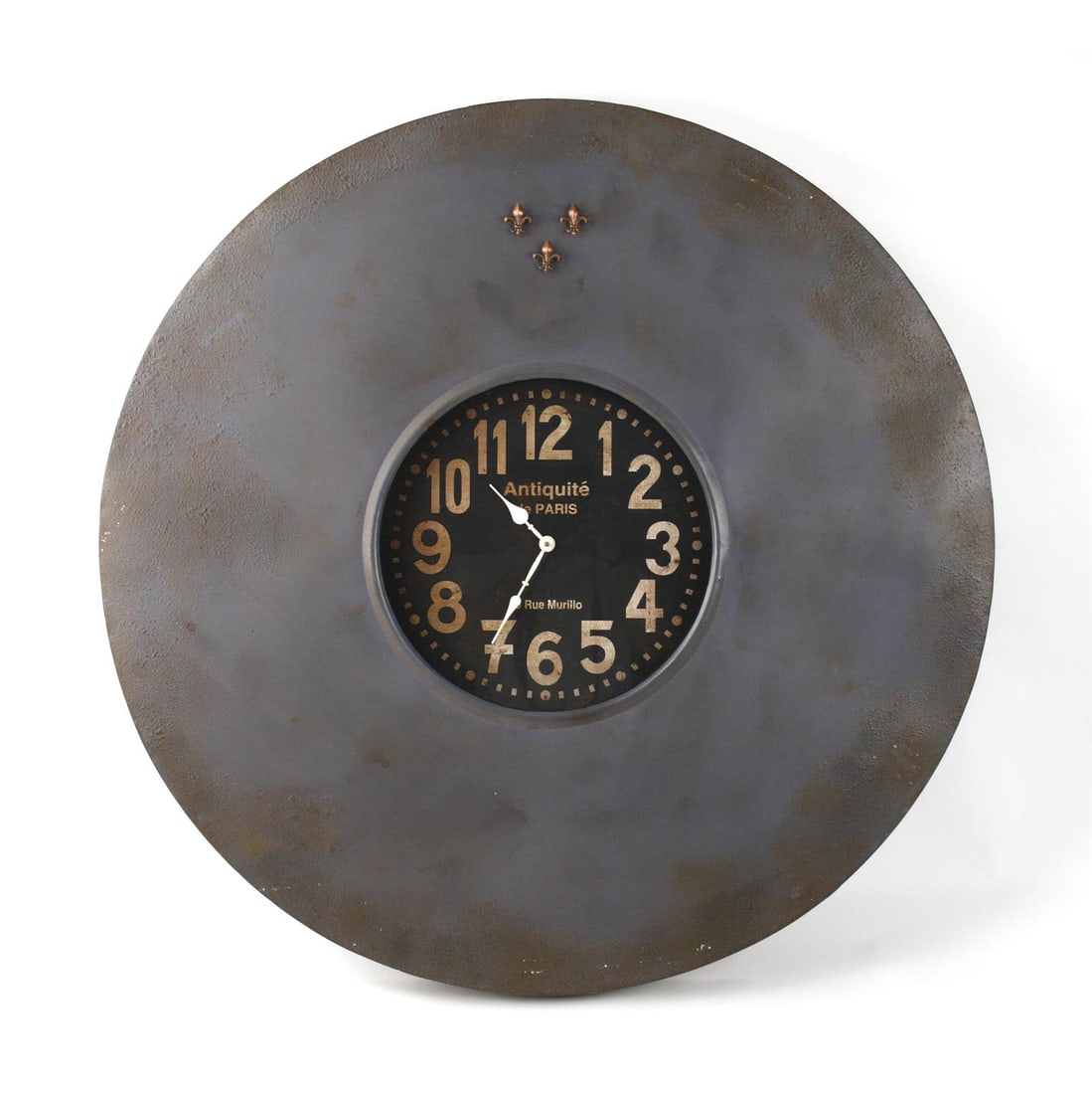 Zentique French Country Fleur De Lis Wall Clock Silver Brass Iron 39" (1 of 2)