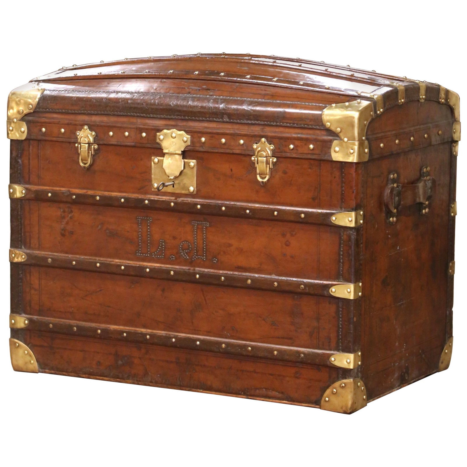 19th Century French Bombe Trunk with Brass Accents from Paris (1 of 12)