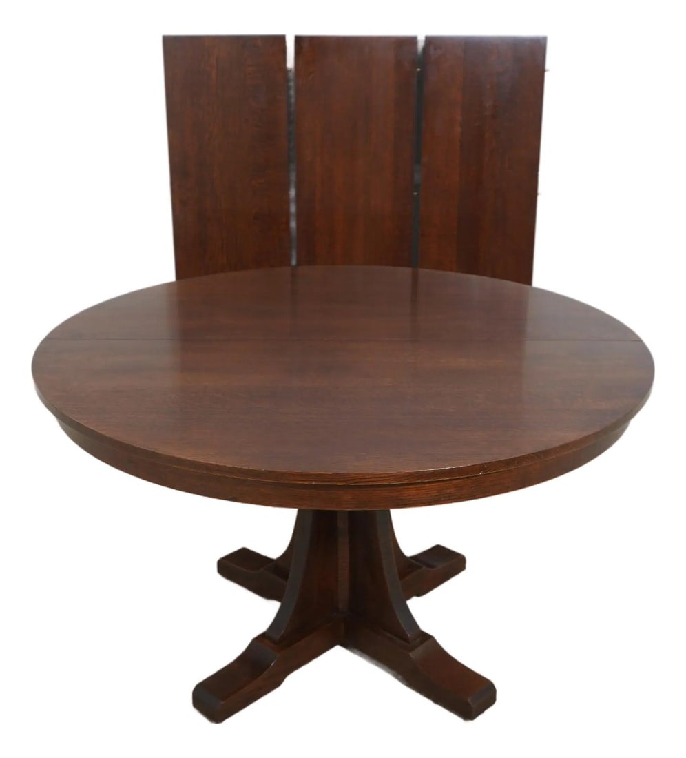 Stickley Round Mission Oak Dining Table Arts & Crafts Style (1 of 10)