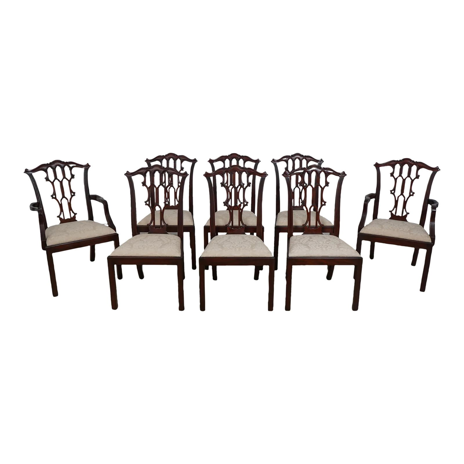 Set of 8 Henkel Harris Model 122 Mahogany Dining Chairs with Fine Carved Details (1 of 10)