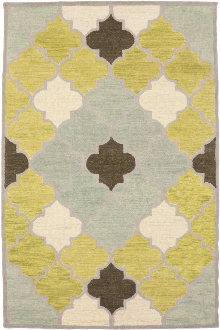 Rare Multicolored Trellis Hand-Tufted Wool Area Rug 5'0 x 8'0 (1 of 18)