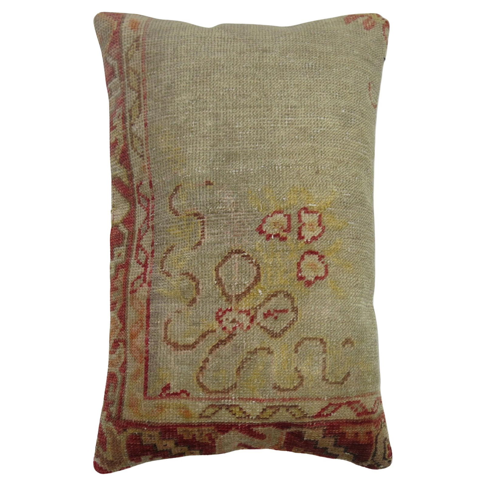 Zabihi Collection Vintage Oushak Rug Pillow 16 x 23 Inches: Zabihi Collection Vintage Oushak Rug Pillow 16 x 23 Inches Transform your space with this exquisite large vintage Turkish rug pillow from the Zabihi Collection. Measuring 16 inches in width and 23 inc