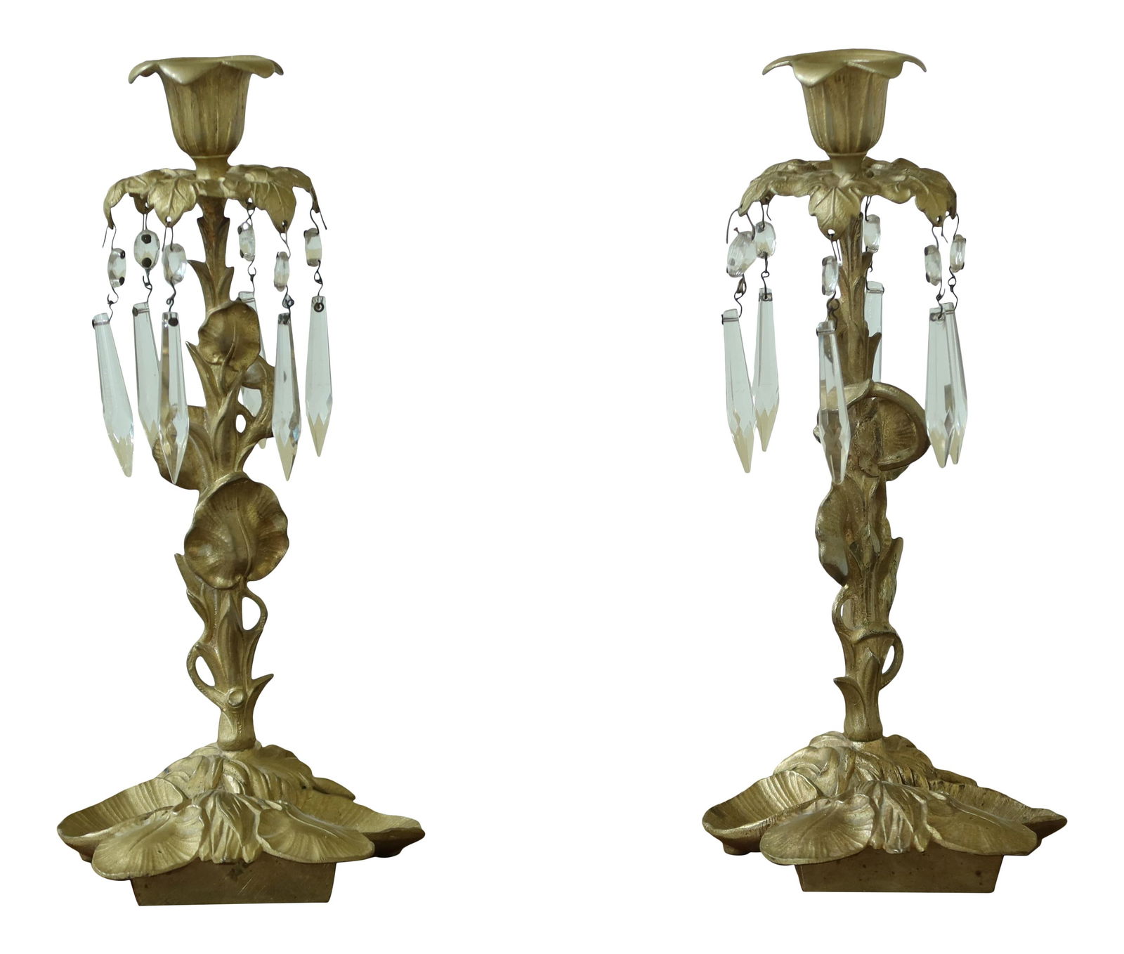 Pair of Vintage Art Nouveau Brass Candelabras Circa 1910 (1 of 9)