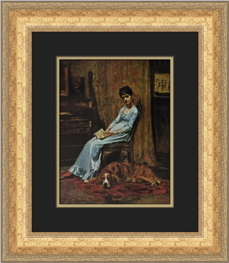 Thomas Eakins Lady with a Setter Dog Custom Framed Art Print 19x17 (1 of 2)