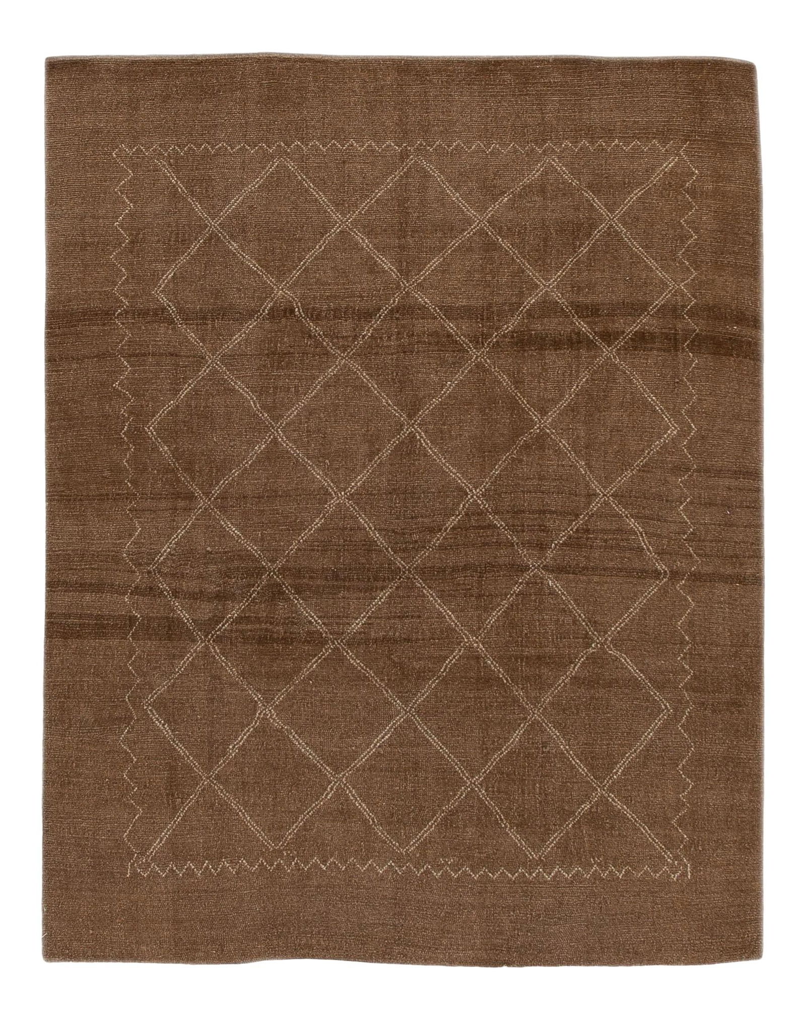 Contemporary Moroccan Geometric Brown Wool Rug 7' x 9' (1 of 8)