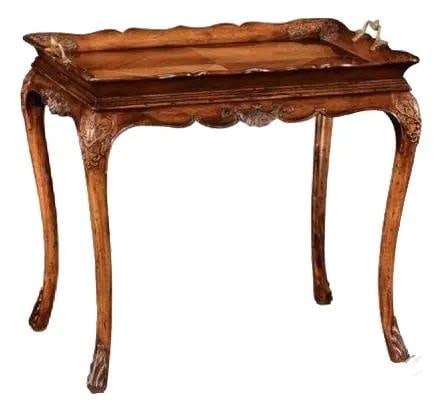 Walnut Tea Table with Satinwood Inlay and Removable Tray Model 492447 (1 of 10)