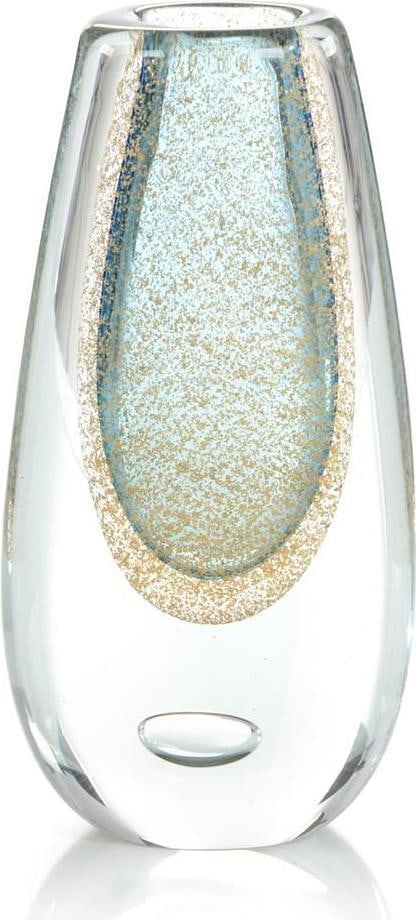 Handblown Blue Gold Flecked Glass Vase by John-Richard 12.25H (1 of 1)