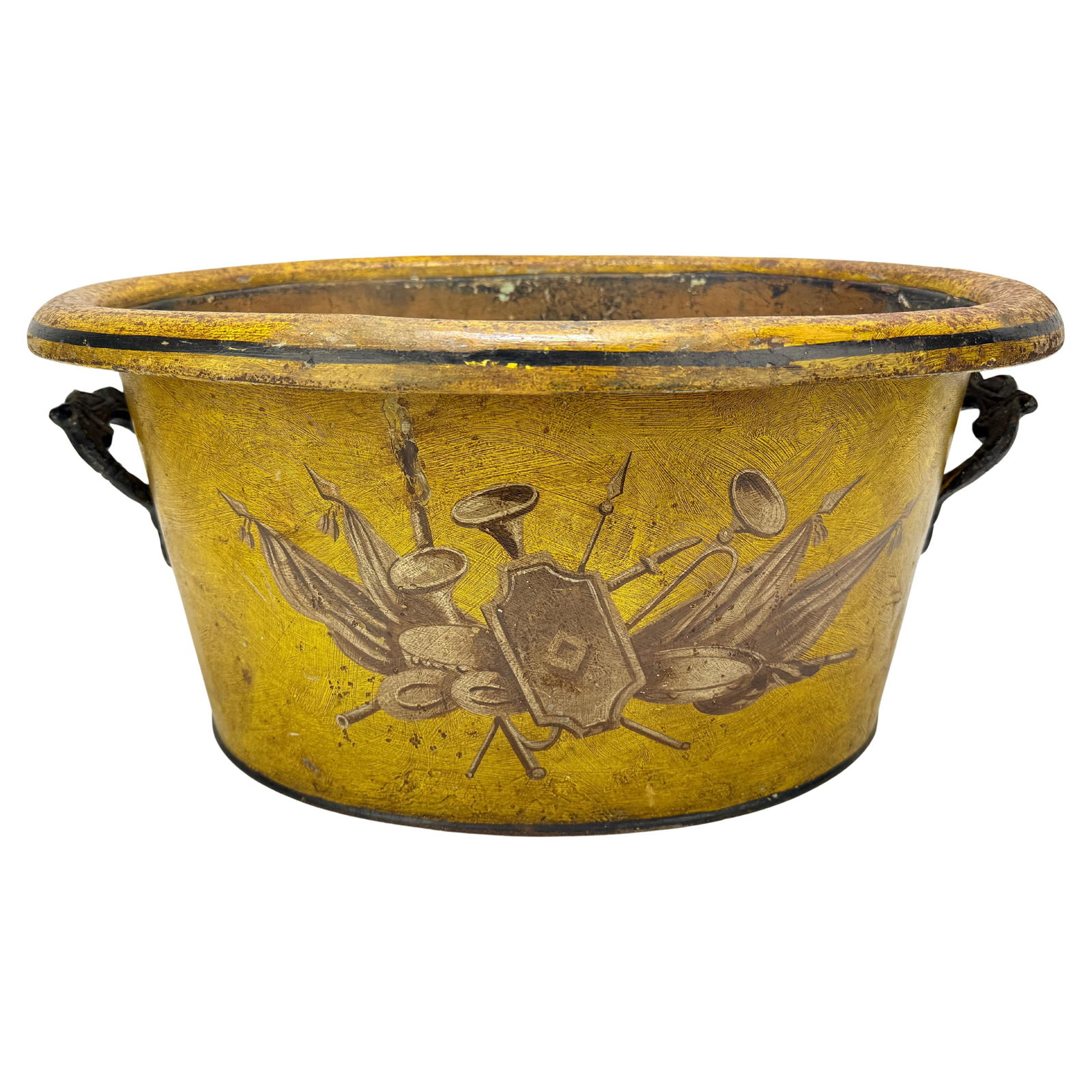 19th Century French Tole Peinte Cachepot Military Trophy Motif (1 of 13)