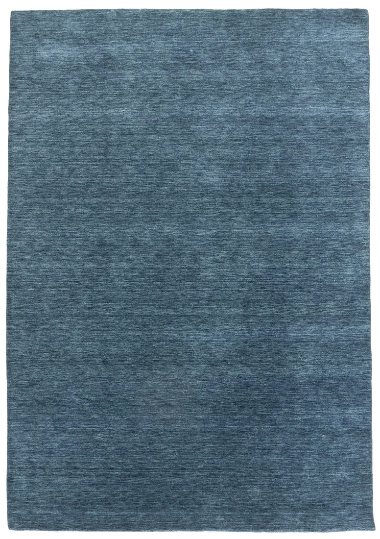 Modern Solid Design Hand-Loomed Wool Rug 6'1 x 8'9 Steel Blue (1 of 14)