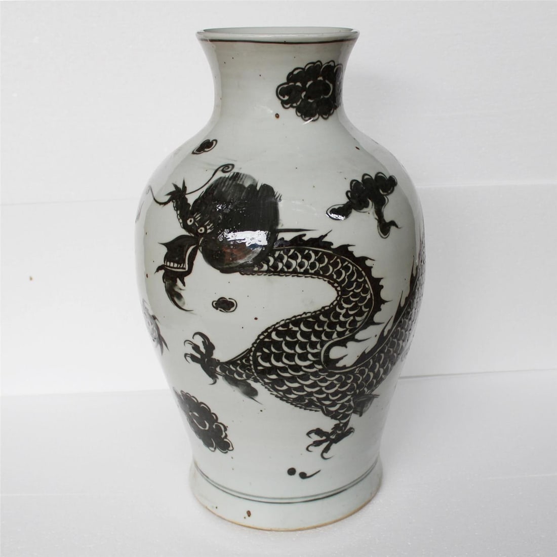 Handmade Antique Style Asian Dragon Kwanyin Ceramic Vase 22H (1 of 3)