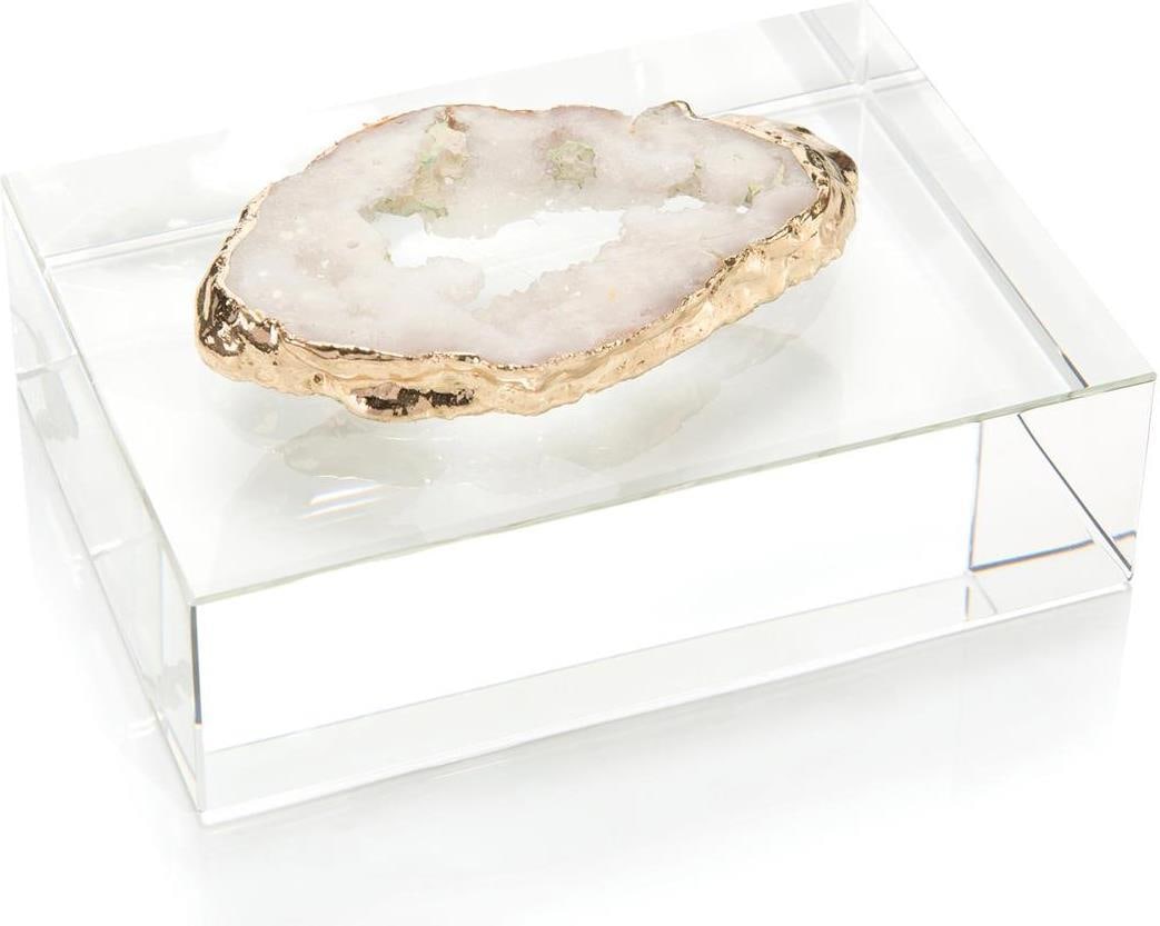 John-Richard Elegant White Geode with Crystal Base and Gold Trim (1 of 1)