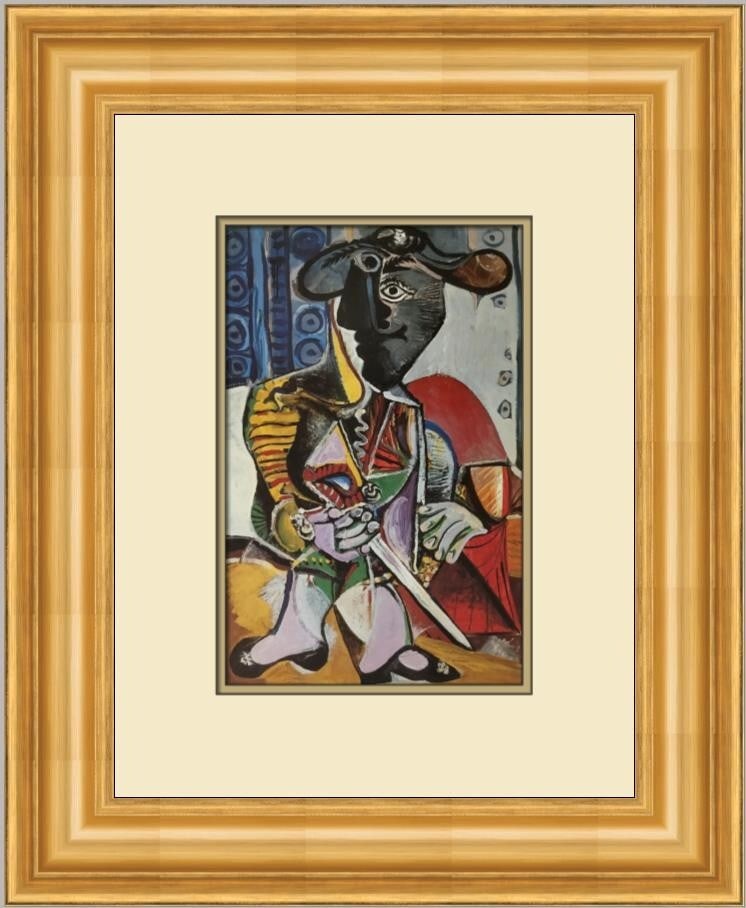 Pablo Picasso The Matador Custom Framed Surrealism Print 21x18: Pablo Picasso The Matador Custom Framed Surrealism Print 21x18 Enhance your art collection with this exquisite custom framed print of "The Matador" by Pablo Picasso. This medium-sized reproduction (21