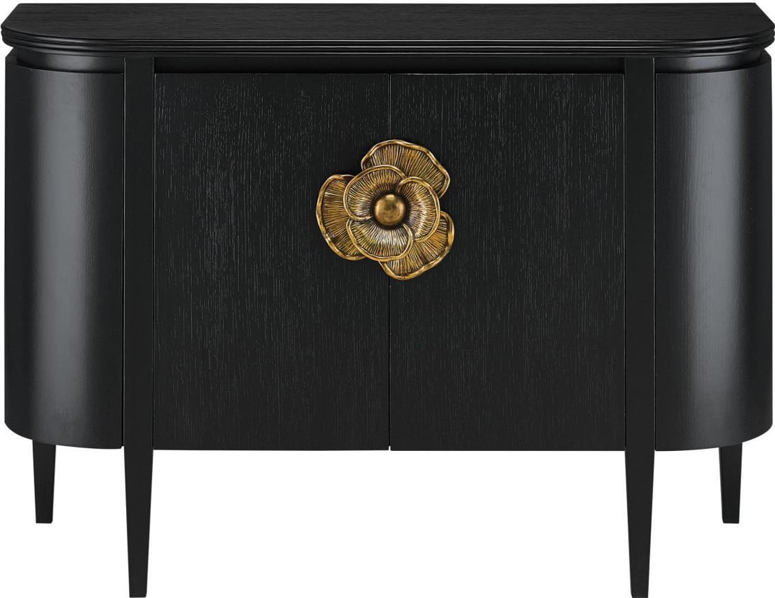 Currey Briallen Demilune Cabinet Brass Flower Pull (1 of 4)