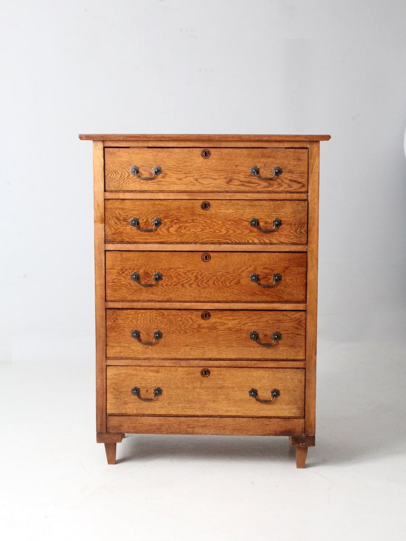 Oak Highboy Dresser by Spiegel Furniture Company Early 1900s American (1 of 15)