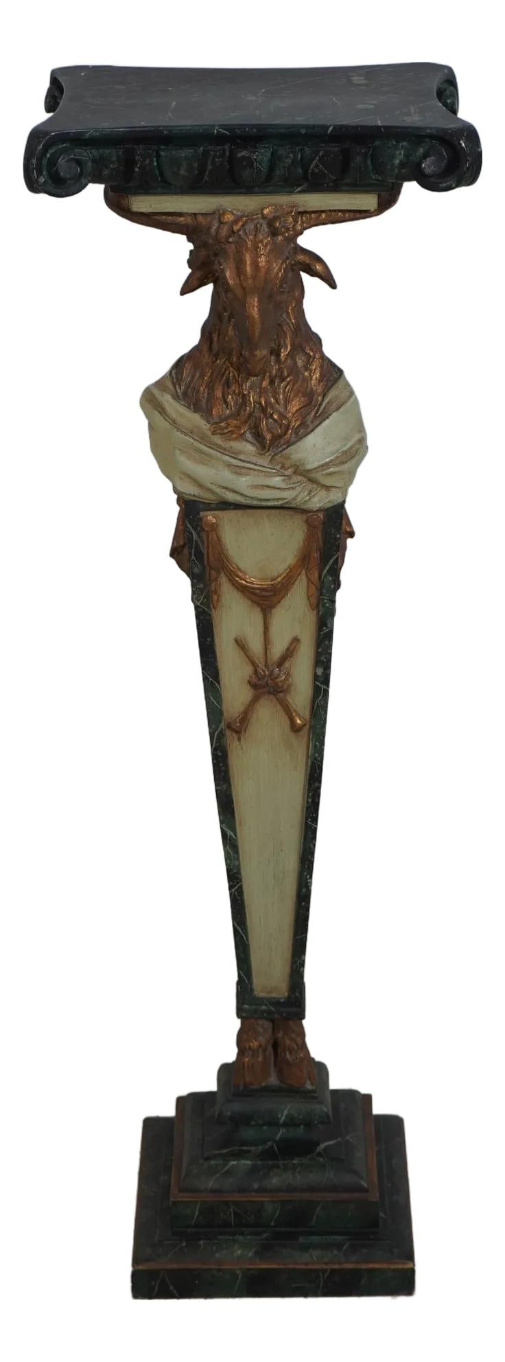 Italian Regency Goat Head Carved Polychrome Pedestal 41" Tall (1 of 10)