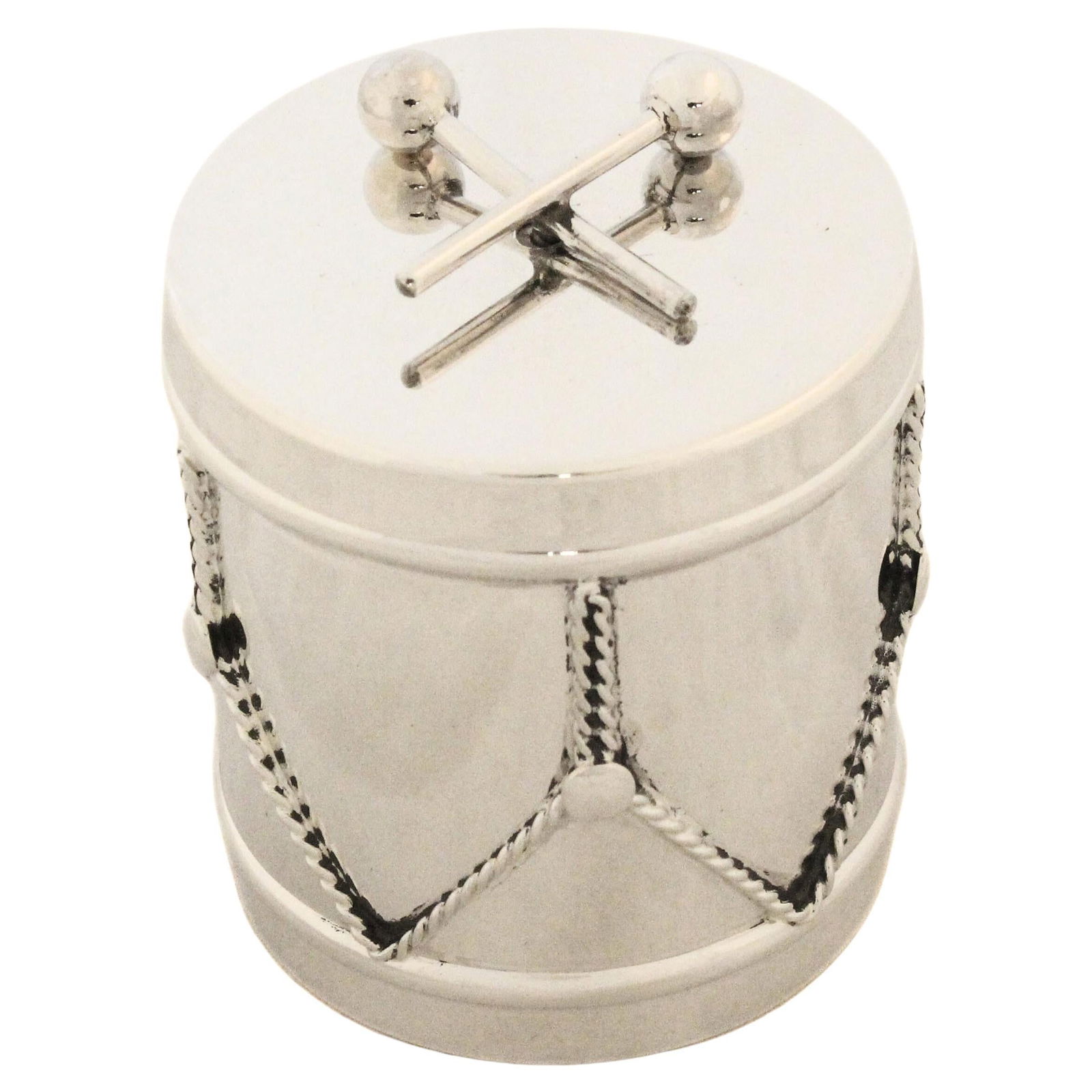 Cartier Sterling Silver Drum Jar with Glass Liner 1950 (1 of 6)