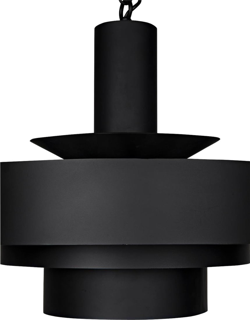 Noir Parlor Pendant Light Fixture Black Steel Industrial 19H 22W 22D (1 of 3)