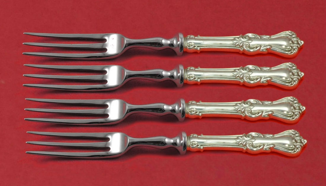 Reed and Barton Marlborough Sterling Silver Fruit Fork Set 4pc 6 Inch (1 of 2)