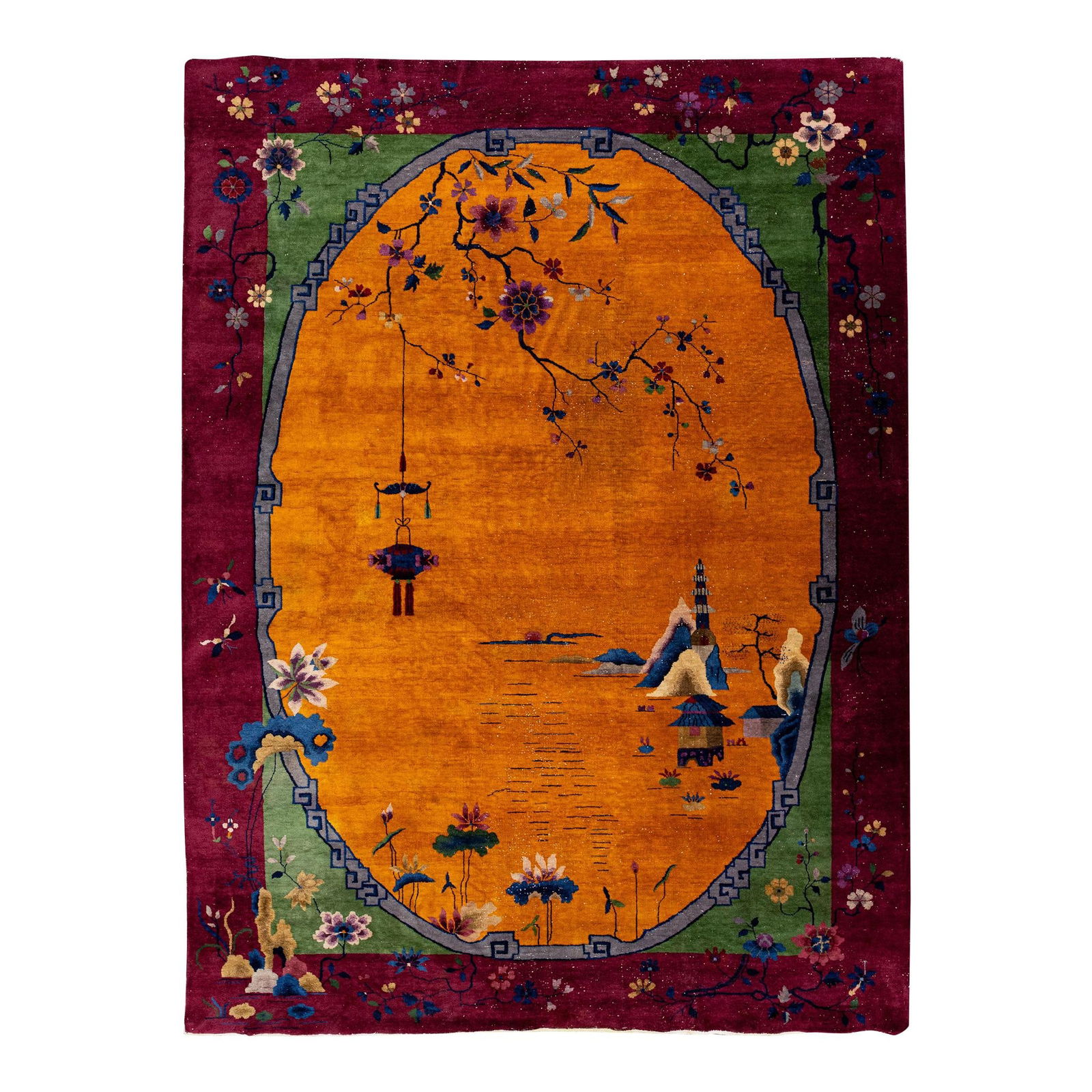 Antique Art Deco Chinese Floral Wool Rug 10'2 x 13'4 Multicolor (1 of 10)