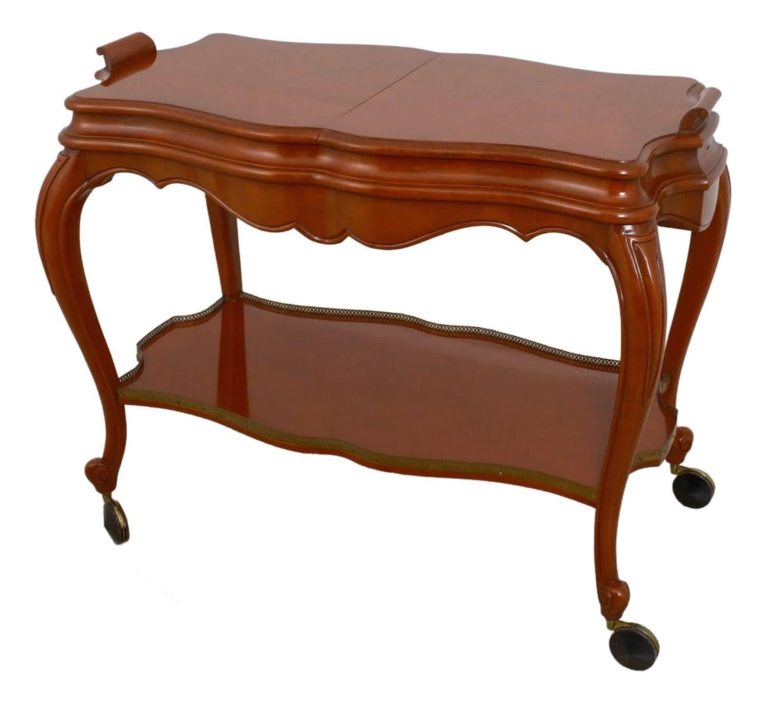 Vintage Hollywood Regency French Style Serving Cabinet with Brass Gallery (1 of 10)