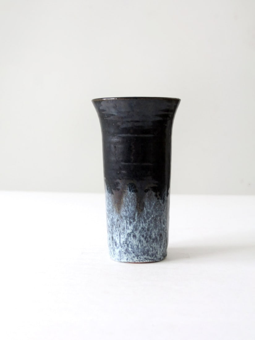 Signed Vintage Studio Pottery Vase with Stunning Blue Glaze (1 of 10)