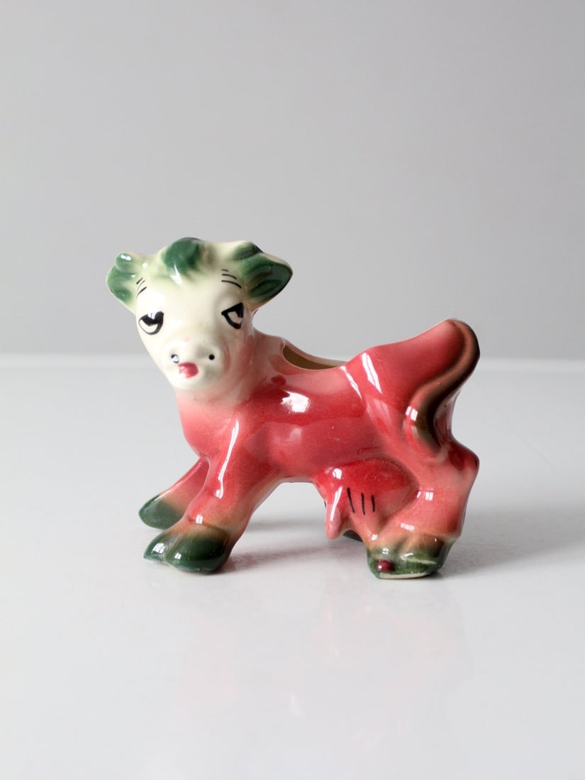 Whimsical Mid-Century Hand-Painted Ceramic Cow Planter (1 of 9)