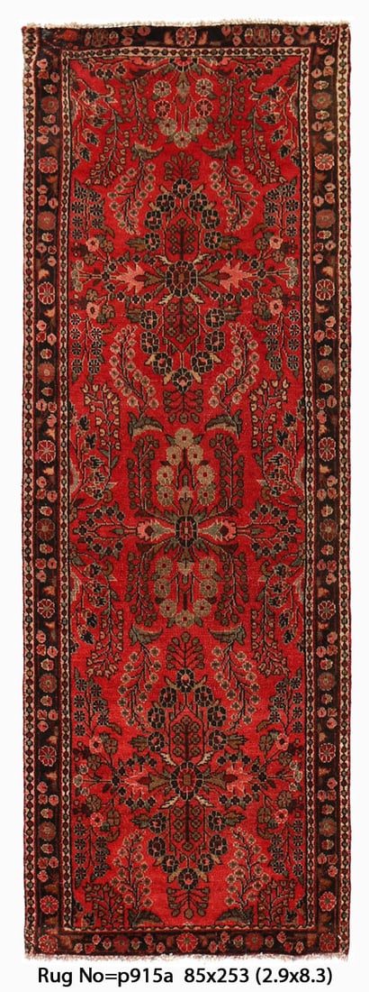 2.8 x 8.3 Handmade Semi-Antique Persian Lilihan Hamadan Runner Rug (1 of 7)