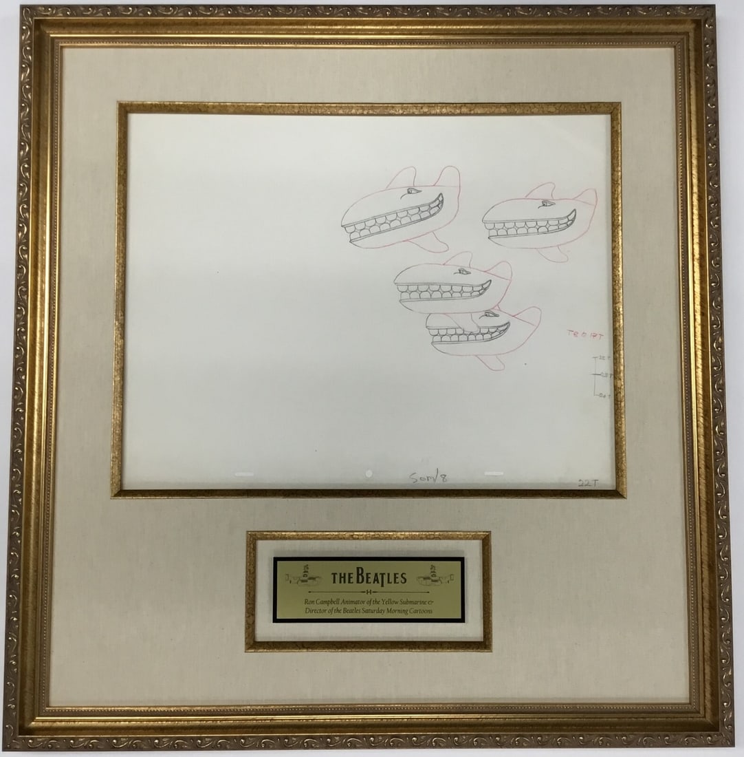 Original 1968 Beatles Yellow Submarine Drawing Ron Campbell University of Whales: Original 1968 Beatles Yellow Submarine Drawing Ron Campbell University of Whales This original 1968 production drawing from the iconic Beatles film 'Yellow Submarine' features the character University