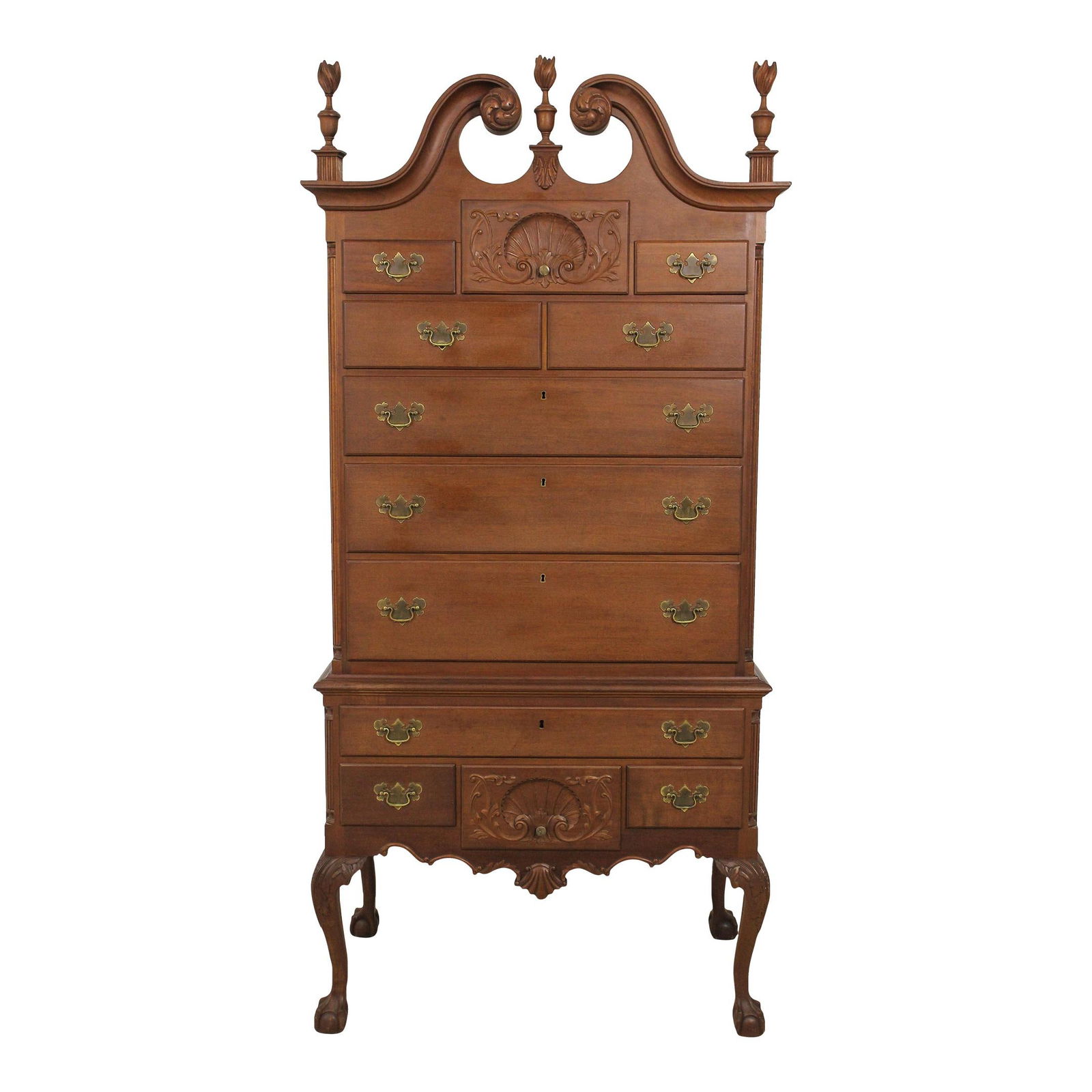 Chippendale Style Mahogany Highboy 1920s Antique Fine Carving (1 of 10)