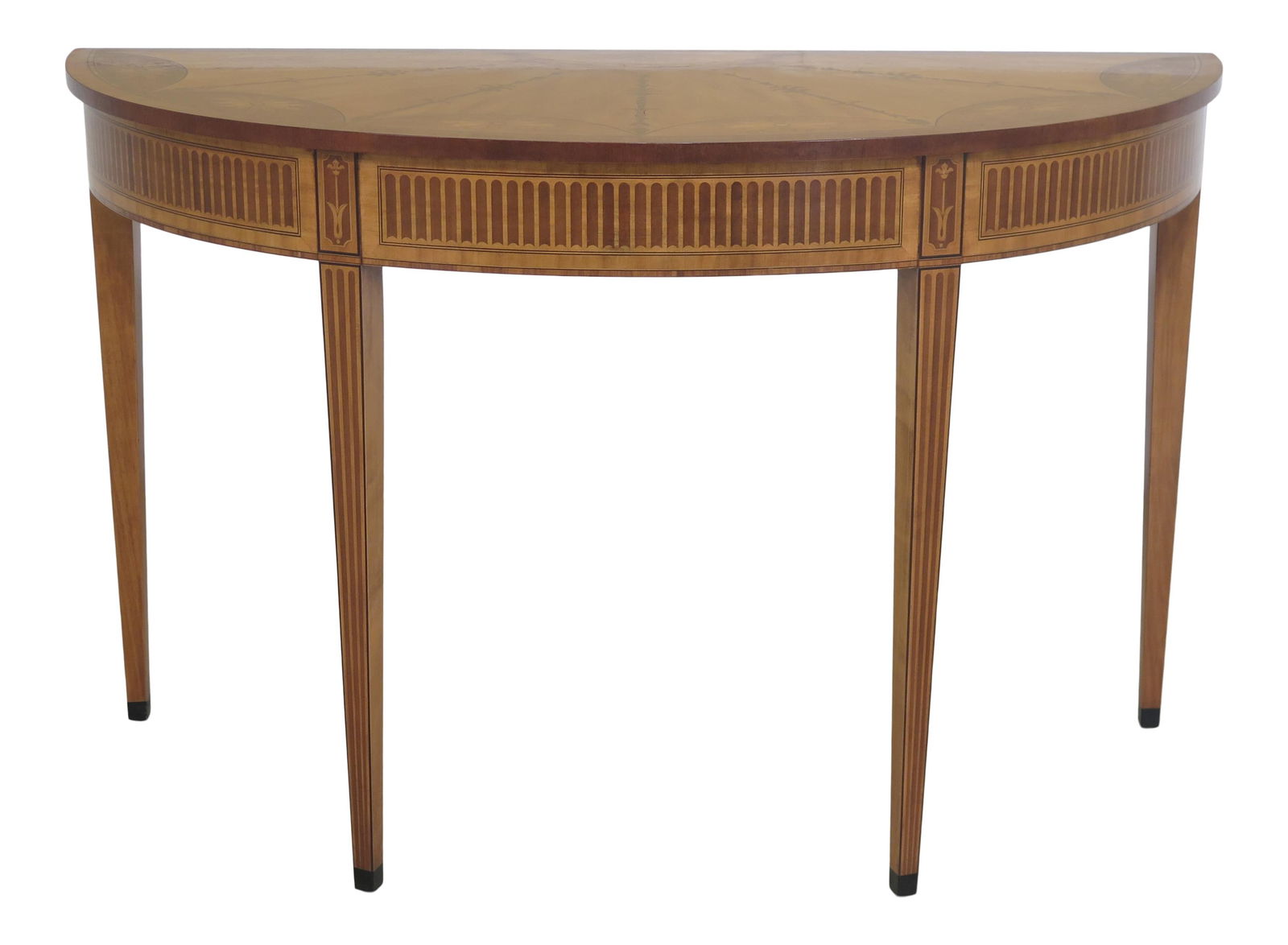 1990s Vintage Adam Style Satinwood Console Table with Inlay (1 of 10)