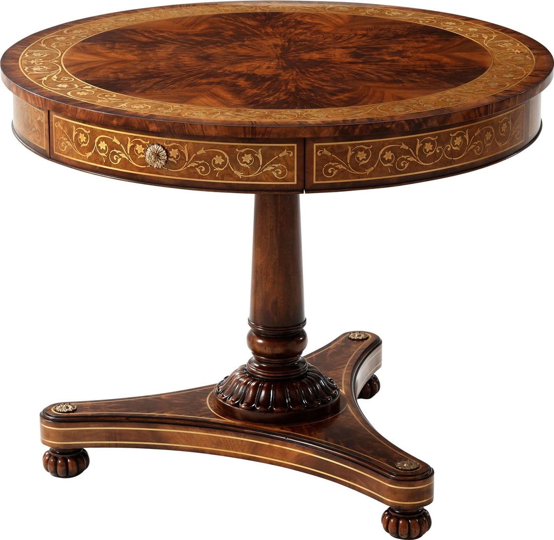 Theodore Alexander Mahogany Brass Inlaid Circular Table (1 of 2)