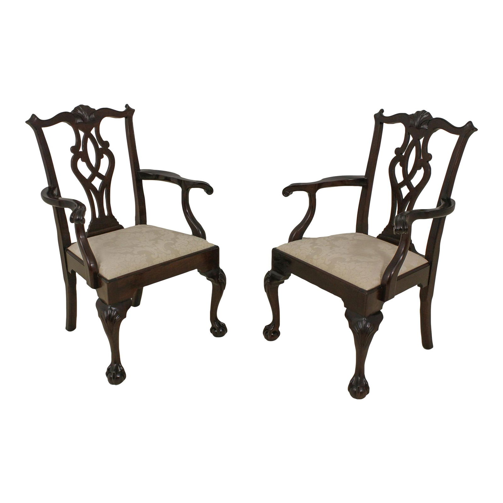 Stickley Chippendale Pair of Mahogany Armchairs with Ball and Claw Feet (1 of 10)