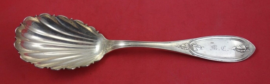 Olive Sterling Silver Serving Spoon Shell Bowl 8.5 inches (1 of 2)
