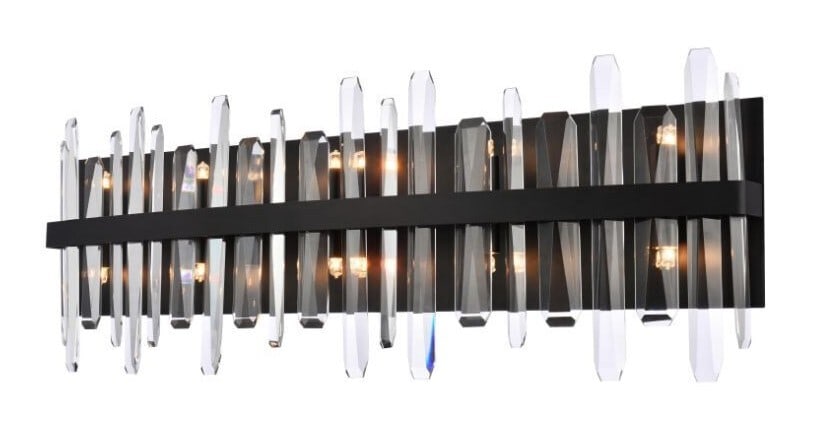 Serena 10-Light Modern Black Crystal Vanity Wall Sconce 36 Inch (1 of 7)