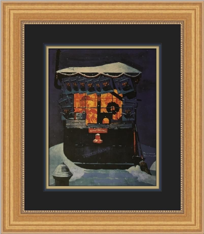 Norman Rockwell Newstand In The Snow Custom Framed Print 1975 Americana Art (1 of 2)