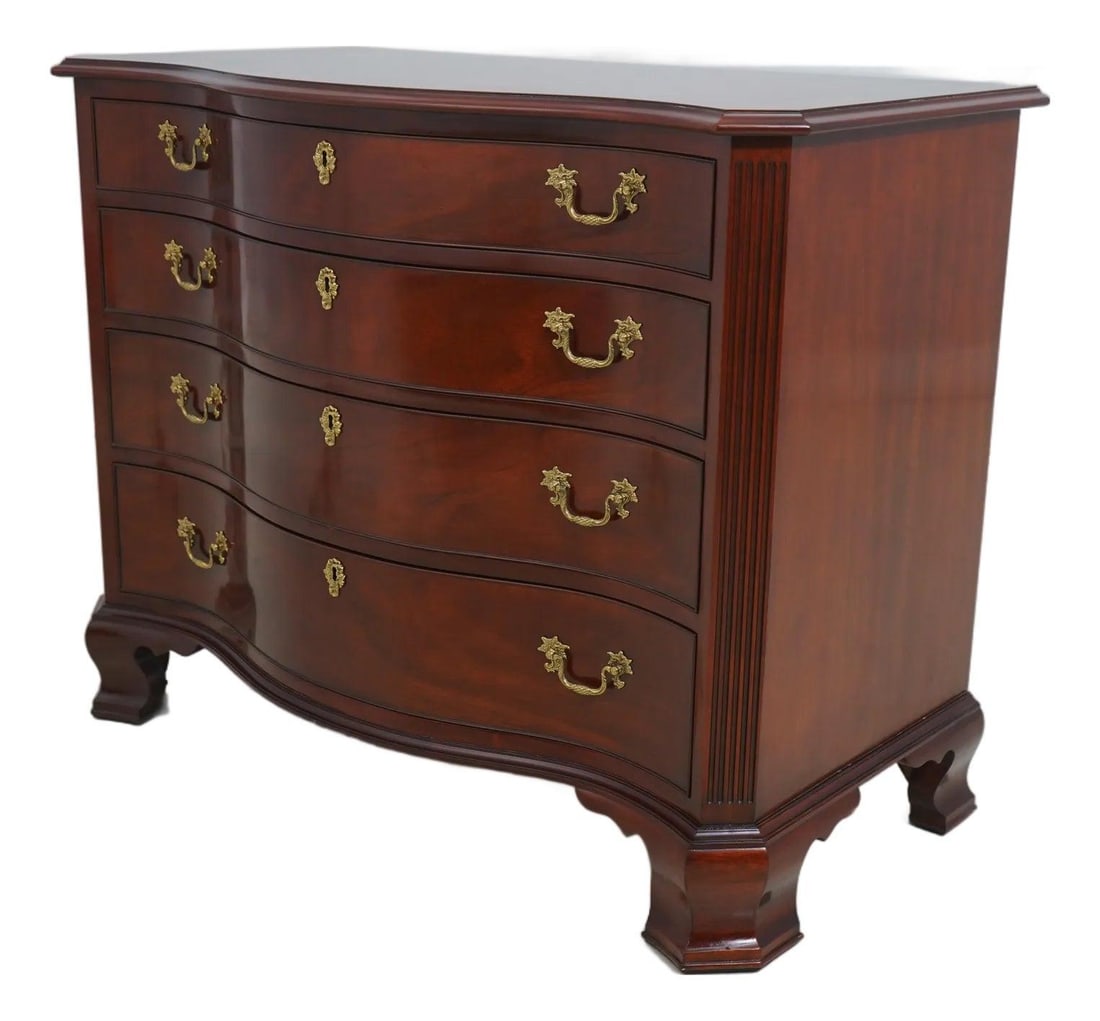 Kindel Mahogany Serpentine 4 Drawer Chest Traditional Style (1 of 10)