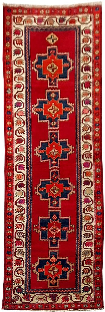 Handmade 3.6 x 10.5 Red Persian Ardebil Rug from Iran (1 of 6)