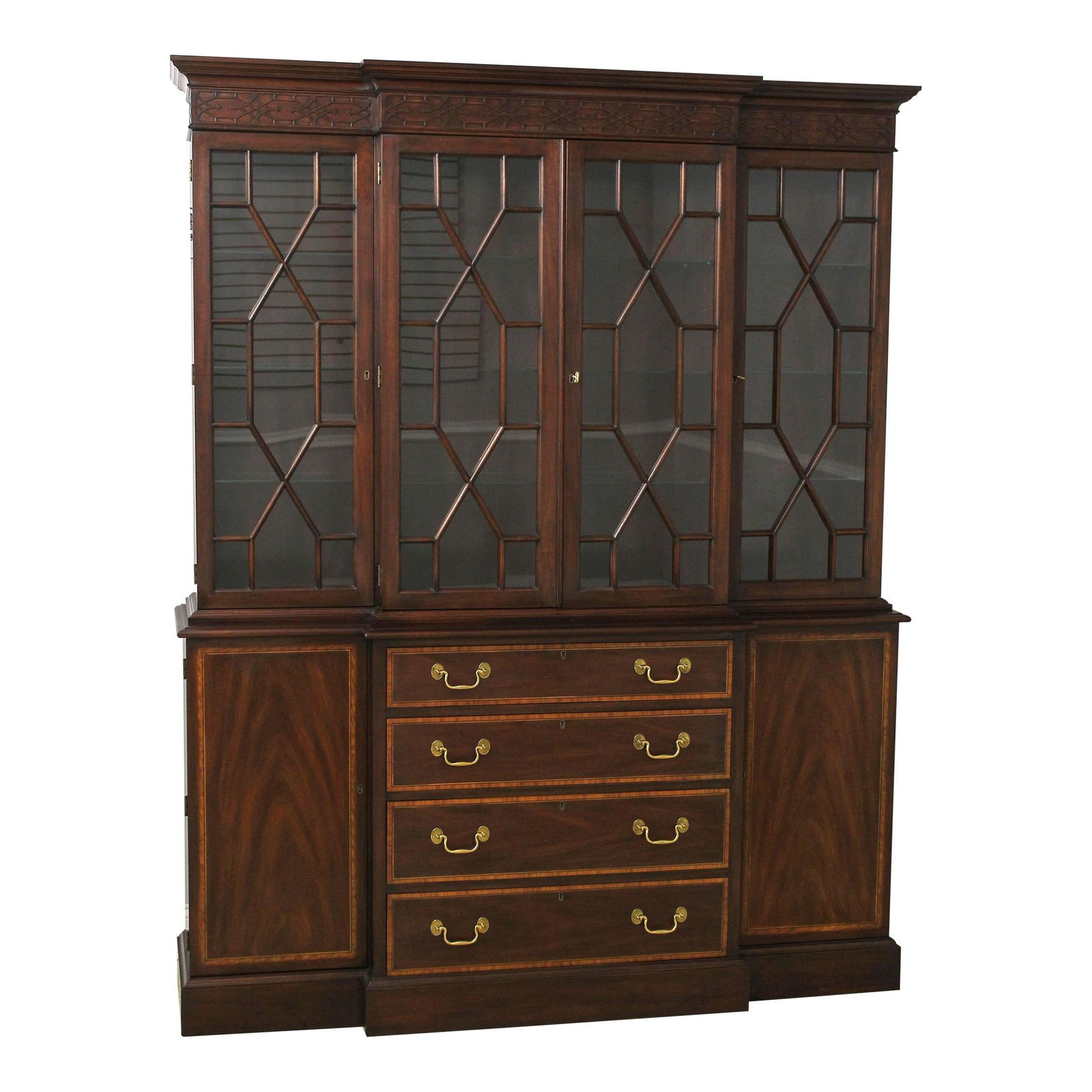 Henkel Harris Chippendale Mahogany Breakfront Model 2365 with Adjustable Shelves (1 of 10)