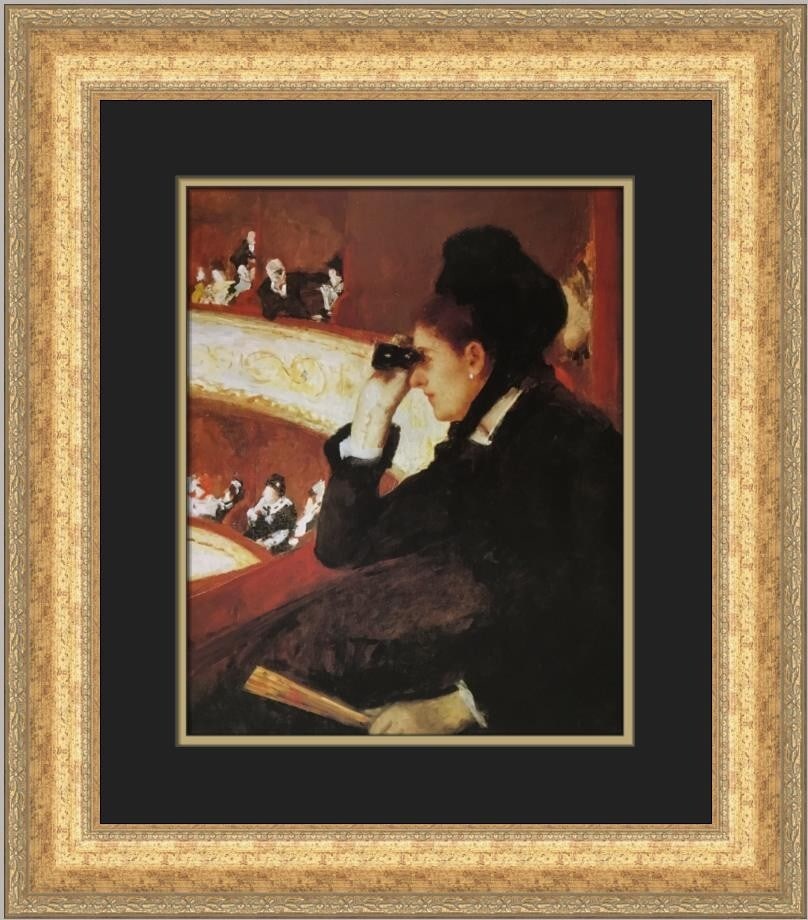 Mary Cassatt Woman in Black at the Opera Custom Framed Print 21x19: Mary Cassatt Woman in Black at the Opera Custom Framed Print 21x19 This exquisite custom framed print features Mary Cassatt's iconic artwork, "Woman in Black at the Opera." The print showcases a stunn