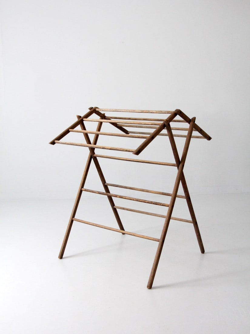 Rare Antique Wood Drying Rack with Fold-Up Top (1 of 7)