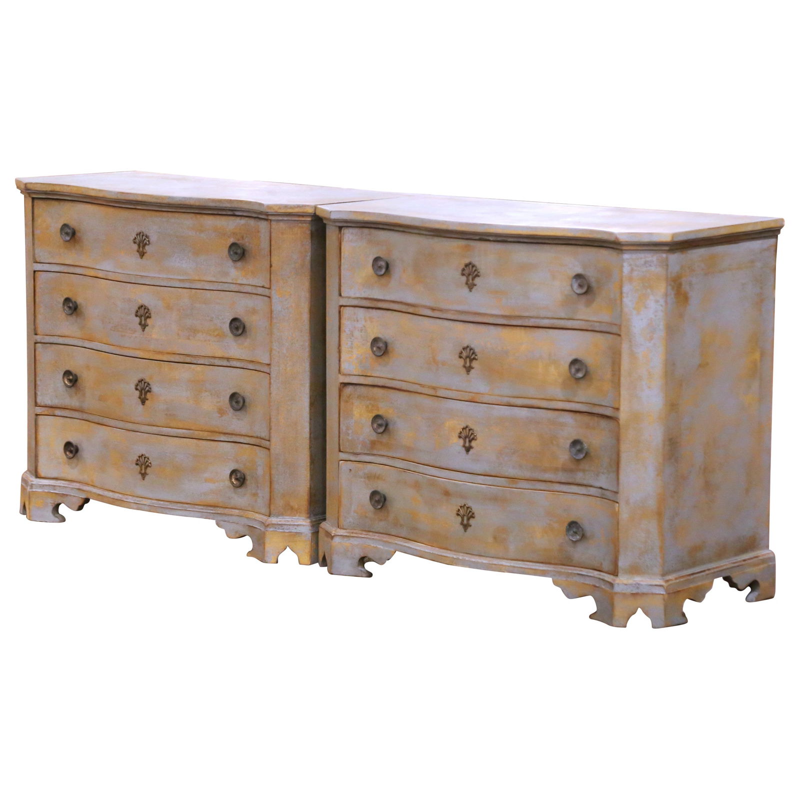 Set of 2 French Painted Pine Louis Philippe Style Commodes Circa 1980: Set of 2 French Painted Pine Louis Philippe Style Commodes Circa 1980 This pair of French Louis Philippe style commodes, crafted circa 1980, exemplifies the understated elegance and refined curves cha