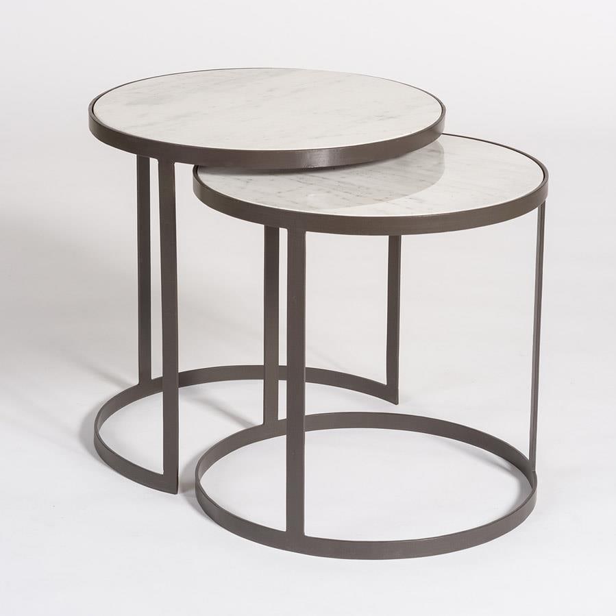 Alder Tweed Beverley Circular Marble Metal Nesting Tables (1 of 3)