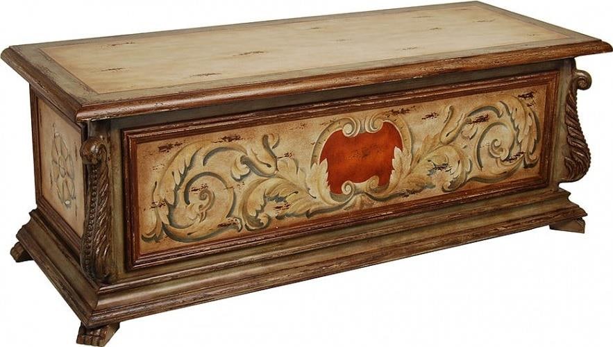 Provence Home Hand-Painted Wood Storage Bench French Country Style (1 of 1)