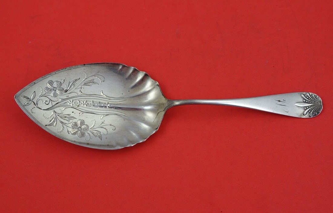 Frank M. Whiting Pearl Sterling Silver Pie Server with Floral Design 8 3/4" (1 of 2)