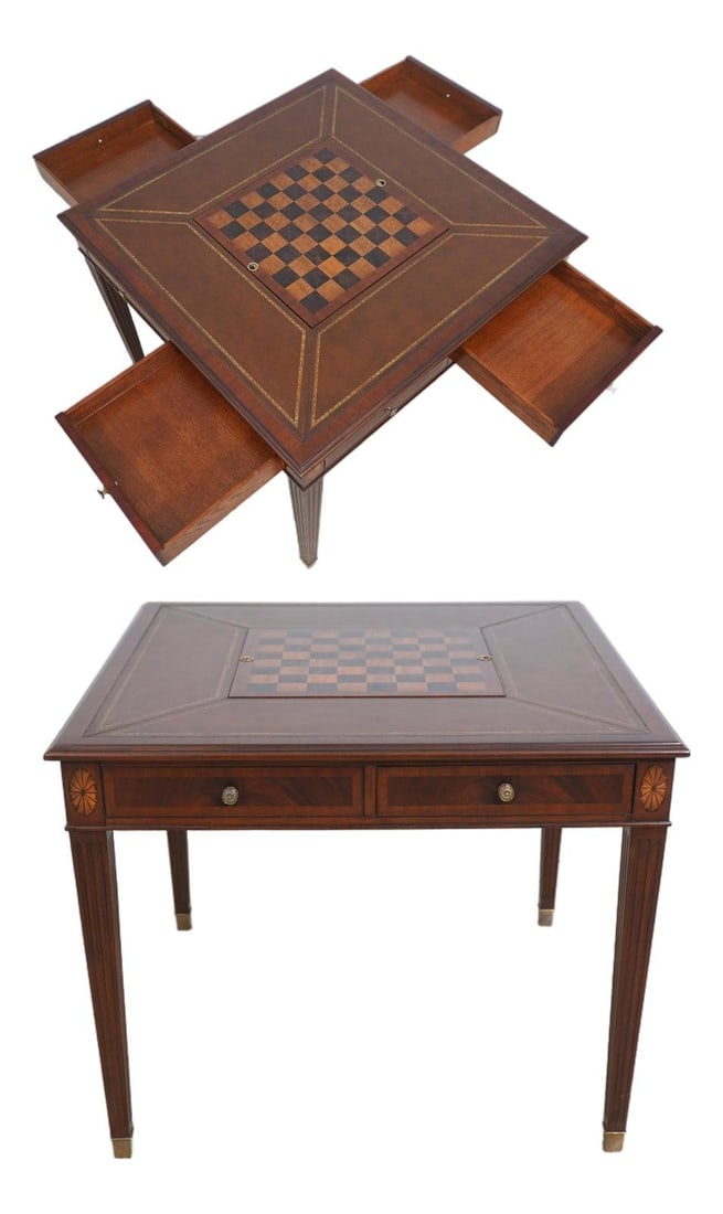 Scarborough House Mahogany Games Table with Leather Top (1 of 10)