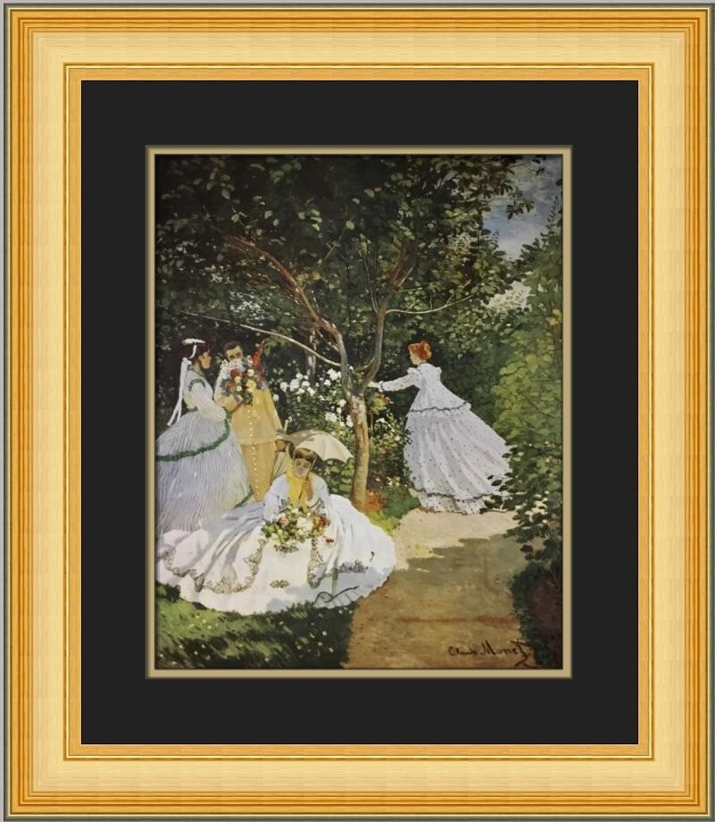 Claude Monet Women in the Garden Custom Framed Print 20 x 19 in Impressionism Art: Claude Monet Women in the Garden Custom Framed Print 20 x 19 in Impressionism Art This exquisite custom framed print features Claude Monet's iconic artwork, "Women in the Garden," showcasing the delic