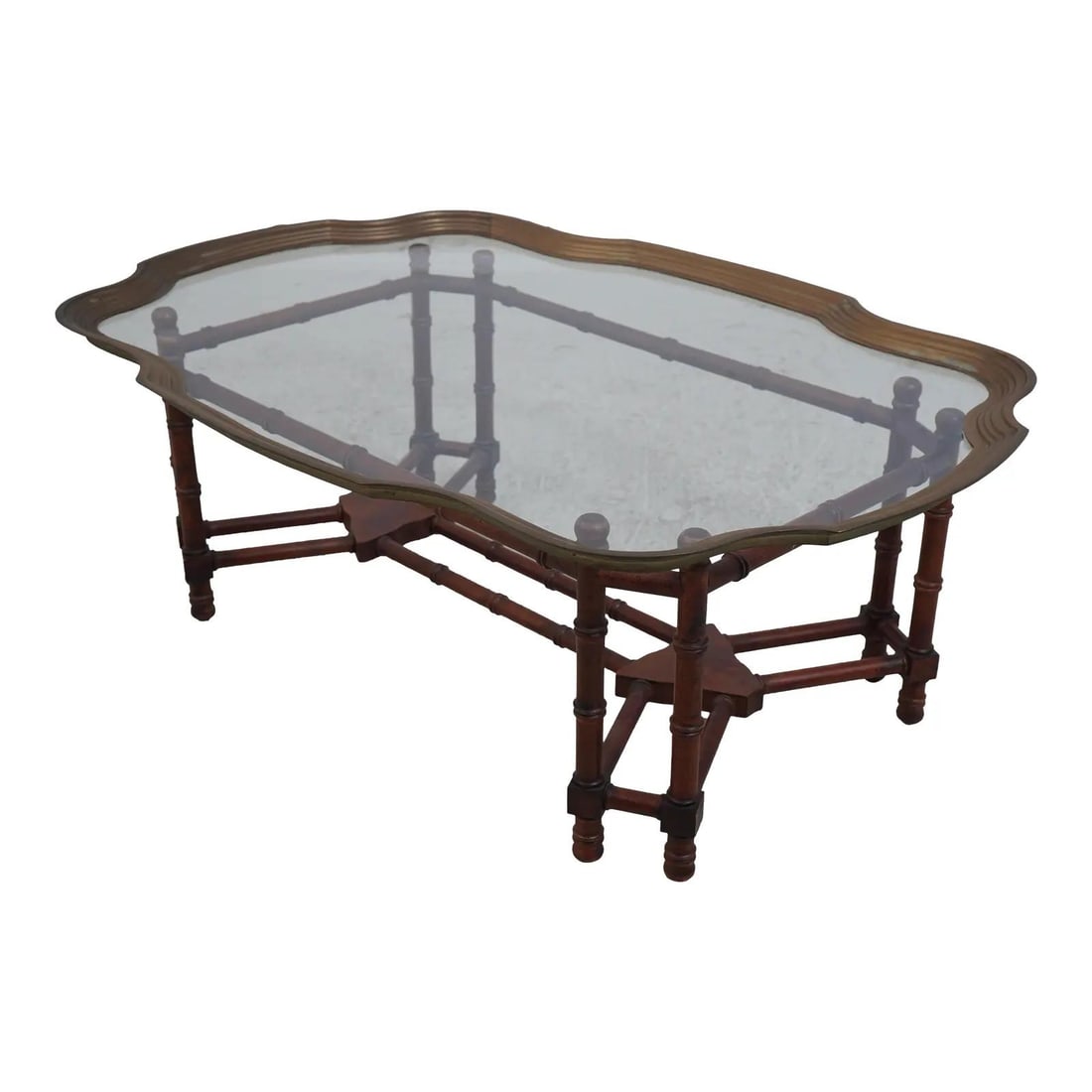 LaBarge Bamboo Form Coffee Table with Brass Tray Top (1 of 10)